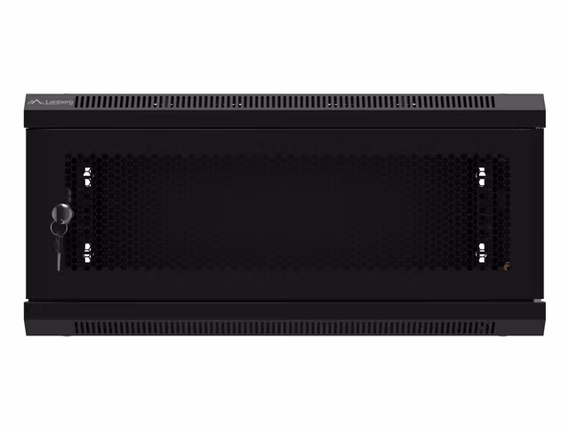 RACKSKÅP 19" VÄGGMONTERAT 4U/600X450 MED PERFORERAD DÖRR SVART LANBERG (FLAT PACK)