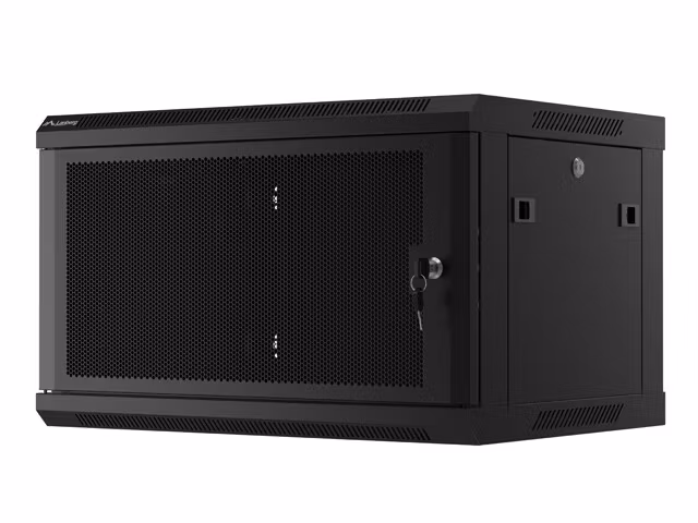 RACKSKÅP 19" VÄGGMONTERAT 6U/600X450 MED PERFORERAD DÖRR SVART LANBERG (FLAT PACK)