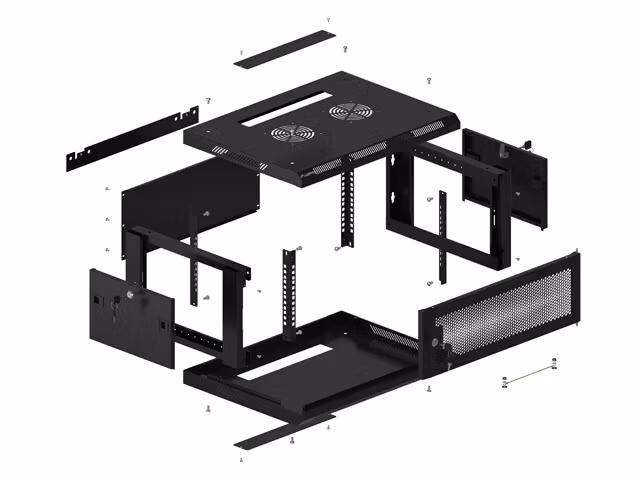 RACKSKÅP 19" VÄGGMONTERAT 4U/600X450 MED PERFORERAD DÖRR SVART LANBERG (FLAT PACK)