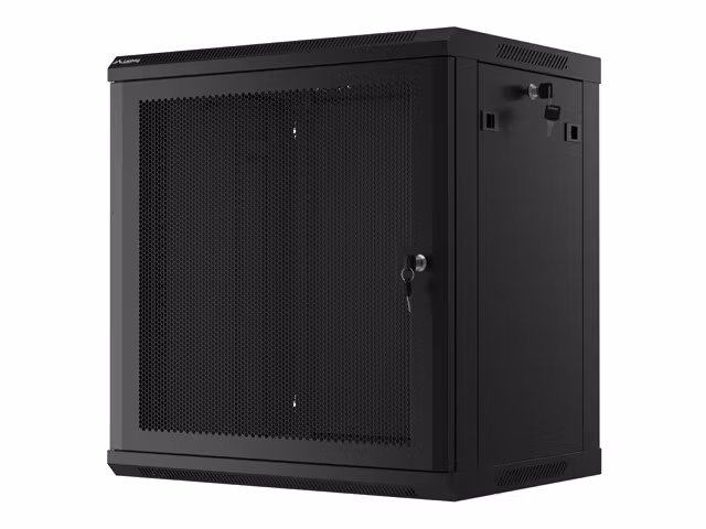 RACKSKÅP 19" VÄGGMONTERAT 12U/600X450 MED PERFORERAD DÖRR SVART LANBERG (FLAT PACK)