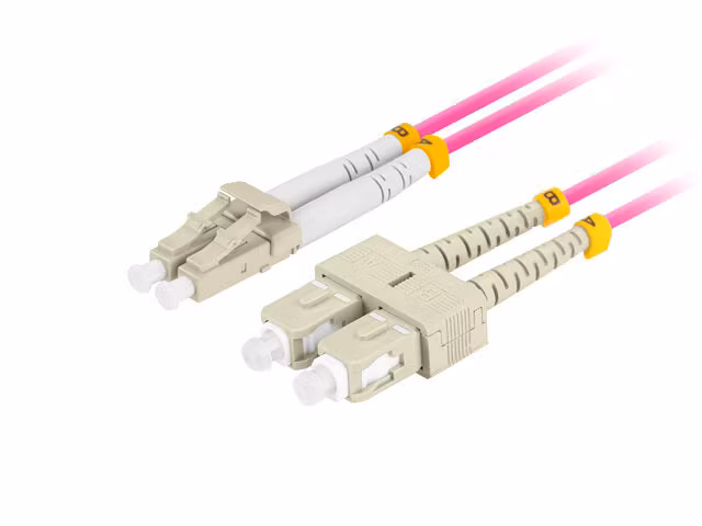 FIBEROPTISK PATCHKABEL MM LC/UPC-SC/UPC DUPLEX 2M LSZH OM4 50/125 3,0MM VIOLETT LANBERG