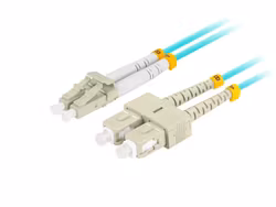 FIBEROPTISK PATCHKABEL MM LC/UPC-SC/UPC DUPLEX 3M LSZH OM3 50/125 3,0MM AQUA LANBERG