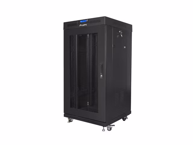 RACKSKÅP 19" FRISTÅENDE 22U/600X600 (FLAT PACK) MED NÄTDÖRR LCD SVART LANBERG V2