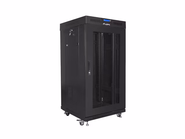 RACKSKÅP 19" FRISTÅENDE 22U/600X600 (FLAT PACK) MED NÄTDÖRR LCD SVART LANBERG V2