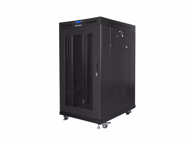 RACKSKÅP 19" FRISTÅENDE 22U/800X1000 (FLAT PACK) MED NÄTDÖRR LCD SVART LANBERG V2