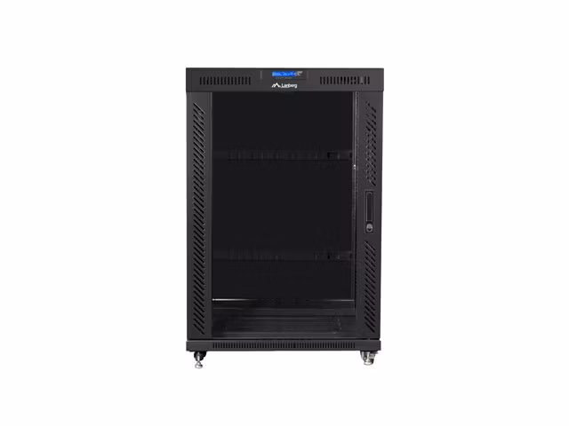 RACKSKÅP 19" FRISTÅENDE 22U/800X1000 (FLAT PACK) MED GLASDÖRR LCD SVART LANBERG V2