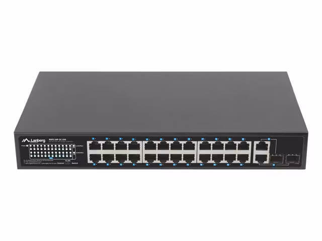 SWITCH LANBERG 24X 100MB POE+/2X COMBO RACK 19" GIGABIT ETHERNET 250W