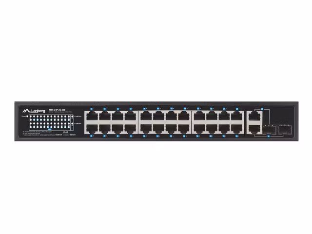 SWITCH LANBERG 24X 100MB POE+/2X COMBO RACK 19" GIGABIT ETHERNET 250W