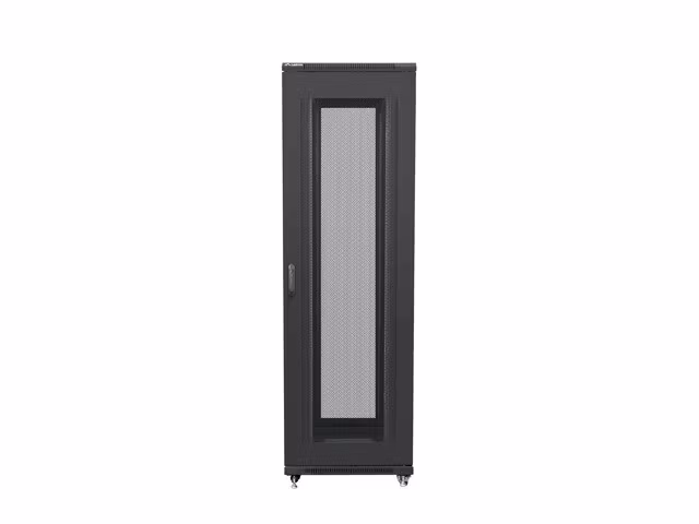 RACKSKÅP 19" FRISTÅENDE 42U/800X800 MED PERFORERAD DÖRR SVART LANBERG (MONTERAD)
