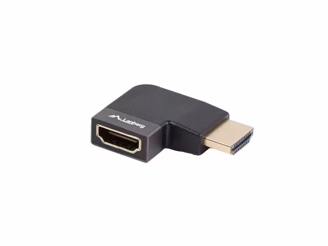 undefinedHDMI(M)->HDMI(F) ADAPTER 8K VINKLAD HÖGER ALUMINIUM SILVER LANBERGundefined
