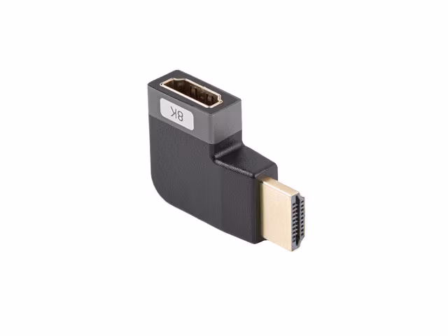 undefinedHDMI(M)->HDMI(F) ADAPTER 8K VINKLAD VÄNSTER ALUMINIUM SILVER LANBERGundefined