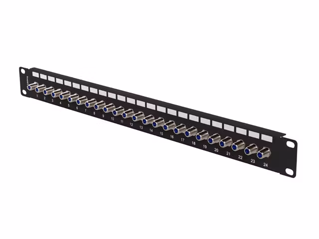 PATCHPANEL 24 PORT 1U F-TYP KONTAKT SVART LANBERG