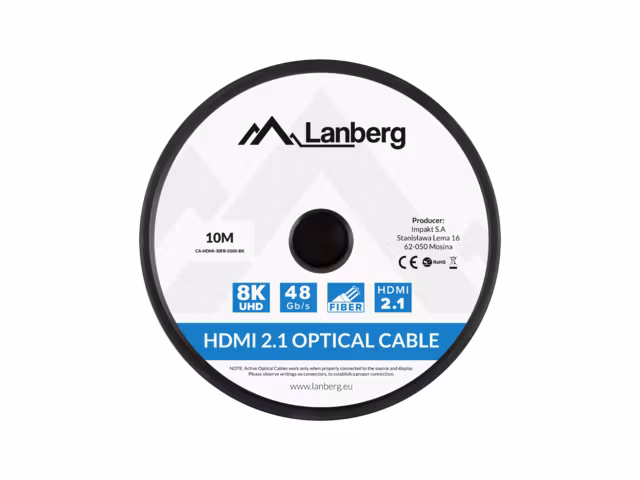 HDMI M/M V2.1 KABEL 10M OPTISK SVART AOC LANBERG