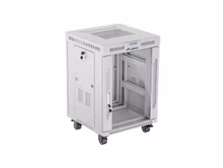 RACKSKÅP 19" FRISTÅENDE 15U/600X600 (FLAT PACK) MED GLASDÖRR LCD GRÅ LANBERG V2