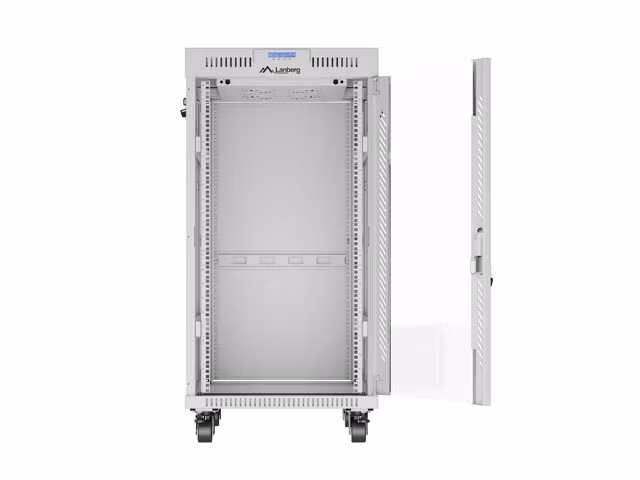 RACKSKÅP 19" FRISTÅENDE 22U/600X800 (FLAT PACK) MED GLASDÖRR LCD GRÅ LANBERG V2