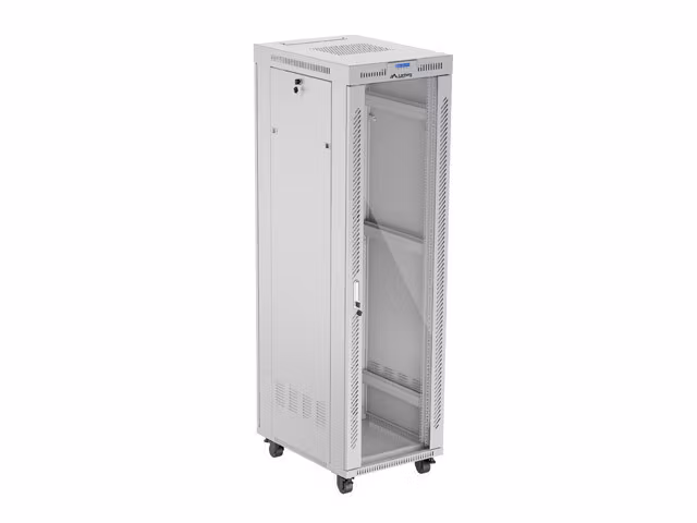 RACKSKÅP 19" FRISTÅENDE 42U/600X800 (FLAT PACK) MED GLASDÖRR LCD GRÅ LANBERG V2