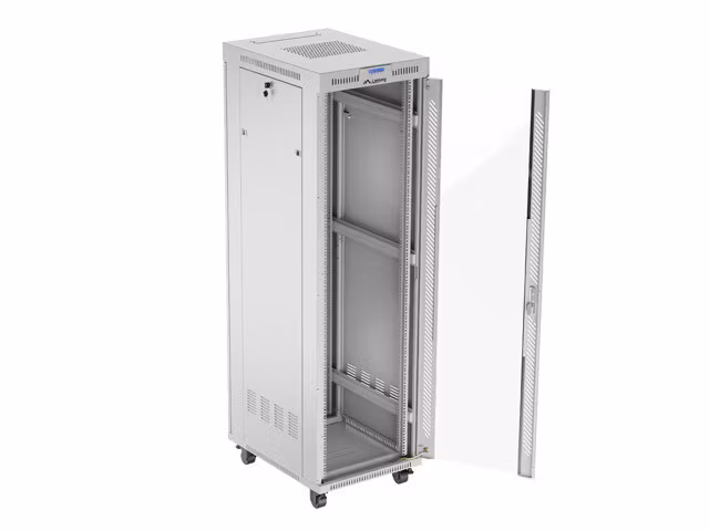 RACKSKÅP 19" FRISTÅENDE 42U/600X800 (FLAT PACK) MED GLASDÖRR LCD GRÅ LANBERG V2