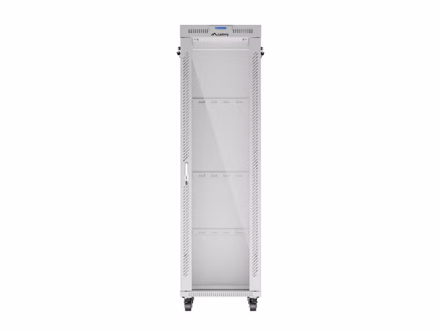 RACKSKÅP 19" FRISTÅENDE 42U/600X800 (FLAT PACK) MED GLASDÖRR LCD GRÅ LANBERG V2