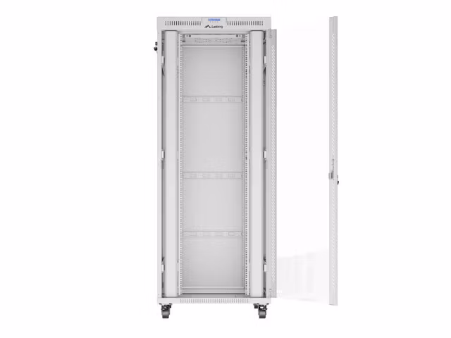 RACKSKÅP 19" FRISTÅENDE 42U/800X1000 (FLAT PACK) MED GLASDÖRR LCD GRÅ LANBERG V2
