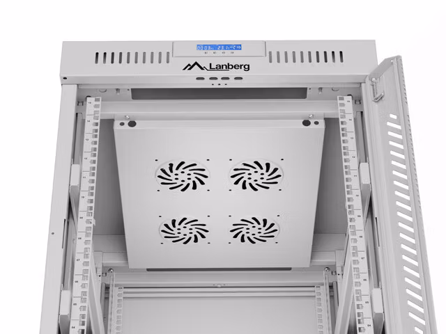 RACKSKÅP 19" FRISTÅENDE 15U/600X800 (FLAT PACK) MED GLASDÖRR LCD GRÅ LANBERG V2
