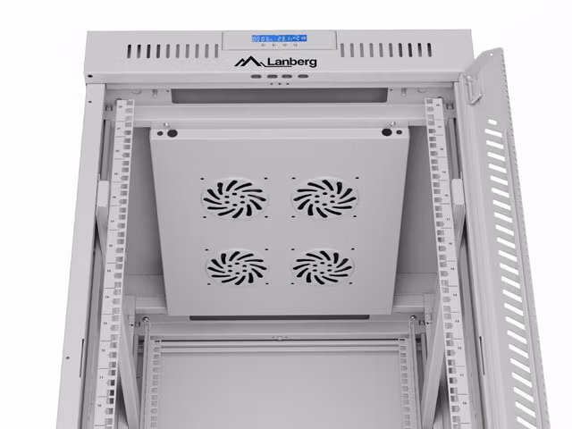 RACKSKÅP 19" FRISTÅENDE 22U/600X800 (FLAT PACK) MED GLASDÖRR LCD GRÅ LANBERG V2