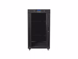 RACKSKÅP 19" FRISTÅENDE 22U/600X600 (FLAT PACK) MED GLASDÖRR LCD SVART LANBERG V2