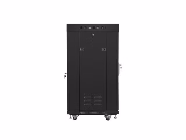 RACKSKÅP 19" FRISTÅENDE 22U/600X600 (FLAT PACK) MED GLASDÖRR LCD SVART LANBERG V2