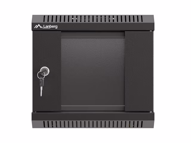 RACKSKÅP 10" VÄGGMONTERAT 4U/300X300 (FLAT PACK) MED GLASDÖRR SVART LANBERG