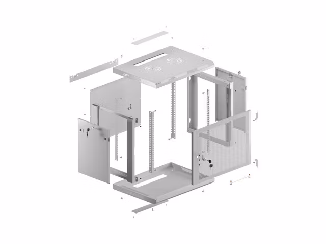 INSTALLATIONSRACK 19" 9U 600X450 GRÅ PERFORERAD DÖRR LANBERG (FLAT PACK)