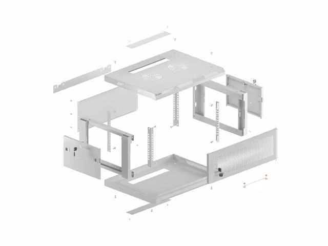 INSTALLATIONSRACK 19" 4U 600X450 GRÅ PERFORERAD DÖRR LANBERG (FLAT PACK)