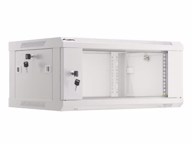 RACKSKÅP 19" VÄGGMONTERAT 4U/600X450 (FLAT PACK) V2 GRÅ LANBERG