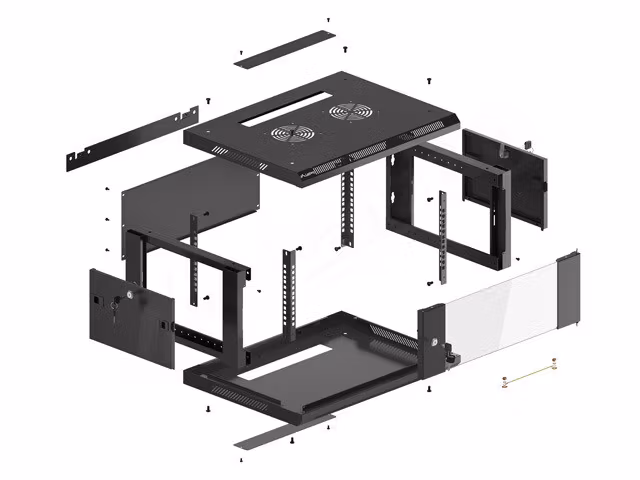 RACKSKÅP 19" VÄGGMONTERAT 4U/600X450 (FLAT PACK) MED GLASDÖRR SVART LANBERG V2