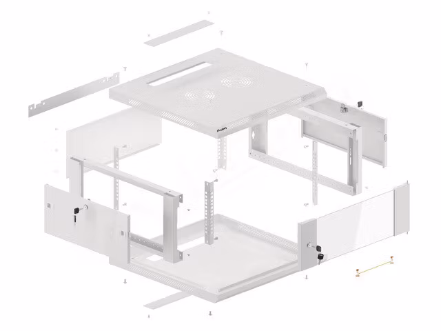 RACKSKÅP 19" VÄGGMONTERAT 4U/600X600 (FLAT PACK) V2 GRÅ LANBERG