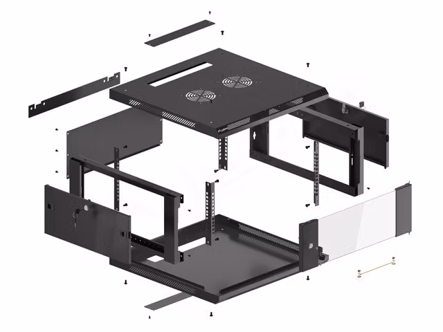 RACKSKÅP 19" VÄGGMONTERAT 4U/600X600 (FLAT PACK) V2 SVART LANBERG