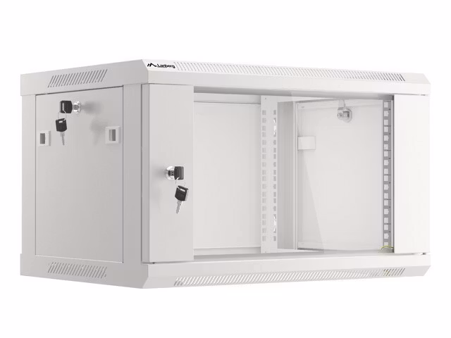 RACKSKÅP 19" VÄGGMONTERAT 6U/600X450 (FLAT PACK) V2 GRÅ LANBERG