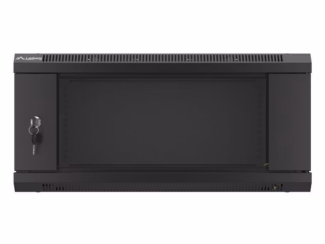 RACKSKÅP 19" VÄGGMONTERAT 4U/600X450 (FLAT PACK) MED GLASDÖRR SVART LANBERG V2