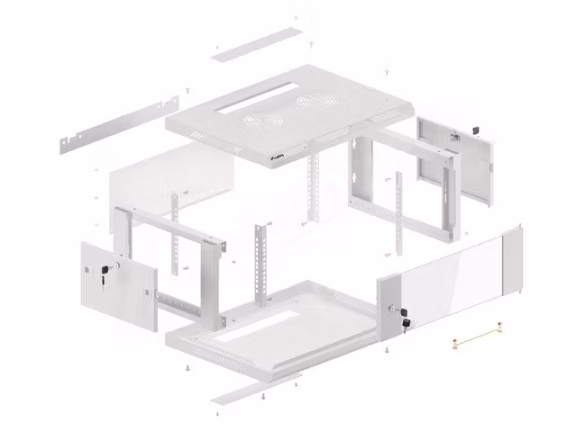 RACKSKÅP 19" VÄGGMONTERAT 4U/600X450 (FLAT PACK) V2 GRÅ LANBERG