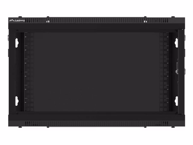 RACKSKÅP 19" VÄGGMONTERAT 6U/600X450 (FLAT PACK) MED GLASDÖRR SVART LANBERG V2
