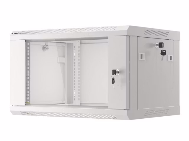 RACKSKÅP 19" VÄGGMONTERAT 6U/600X450 (FLAT PACK) V2 GRÅ LANBERG