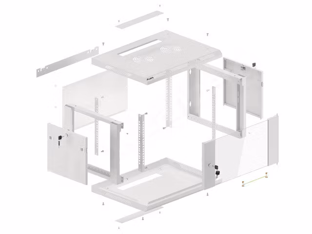 RACKSKÅP 19" VÄGGMONTERAT 6U/600X450 (FLAT PACK) V2 GRÅ LANBERG