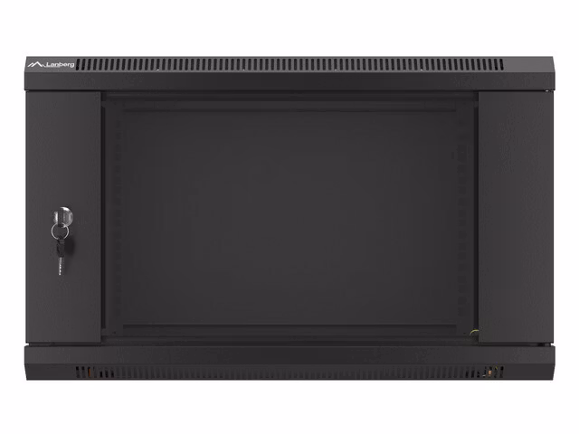 RACKSKÅP 19" VÄGGMONTERAT 6U/600X450 (FLAT PACK) MED GLASDÖRR SVART LANBERG V2