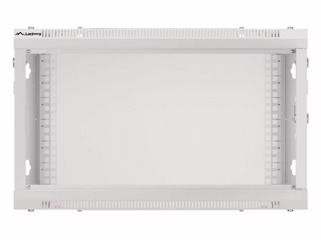 RACKSKÅP 19" VÄGGMONTERAT 6U/600X600 (FLAT PACK) MED GLASDÖRR GRÅ LANBERG V2