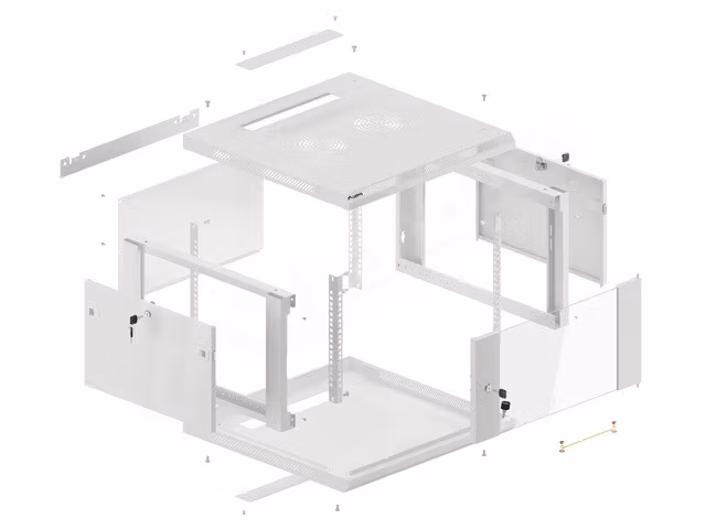RACKSKÅP 19" VÄGGMONTERAT 6U/600X600 (FLAT PACK) MED GLASDÖRR GRÅ LANBERG V2