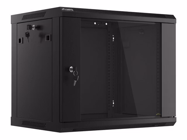 RACKSKÅP 19" VÄGGMONTERAT 9U/600X450 (FLAT PACK) V2 SVART LANBERG