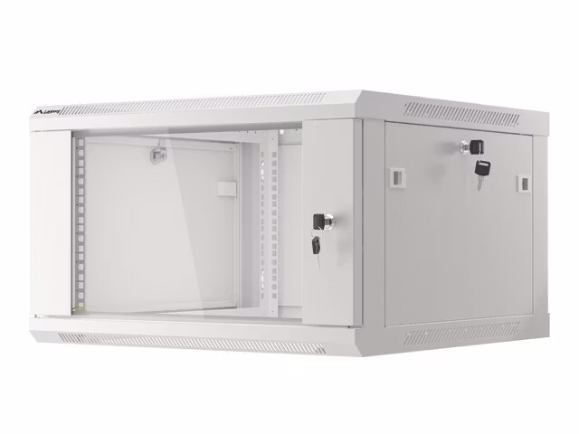 RACKSKÅP 19" VÄGGMONTERAT 6U/600X600 (FLAT PACK) MED GLASDÖRR GRÅ LANBERG V2