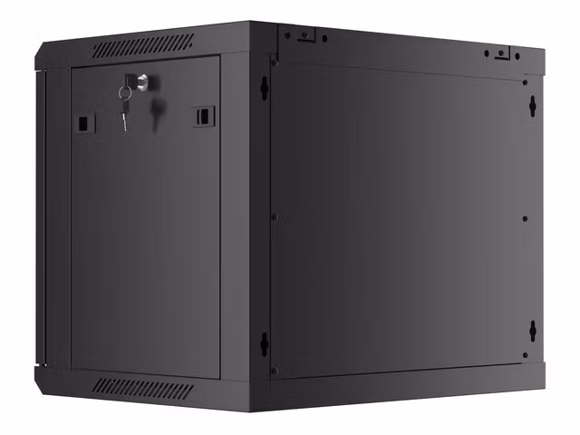RACKSKÅP 19" VÄGGMONTERAT 9U/600X450 (FLAT PACK) V2 SVART LANBERG