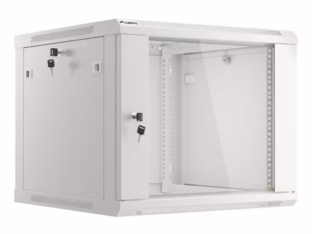 RACKSKÅP 19" VÄGGMONTERAT 9U/600X600 (FLAT PACK) V2 GRÅ LANBERG