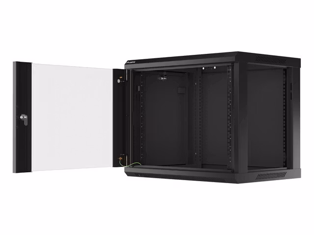 RACKSKÅP 19" VÄGGMONTERAT 9U/600X450 (FLAT PACK) V2 SVART LANBERG