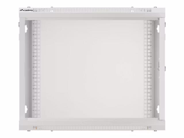 RACKSKÅP 19" VÄGGMONTERAT 9U/600X450 (FLAT PACK) MED GLASDÖRR GRÅ LANBERG V2