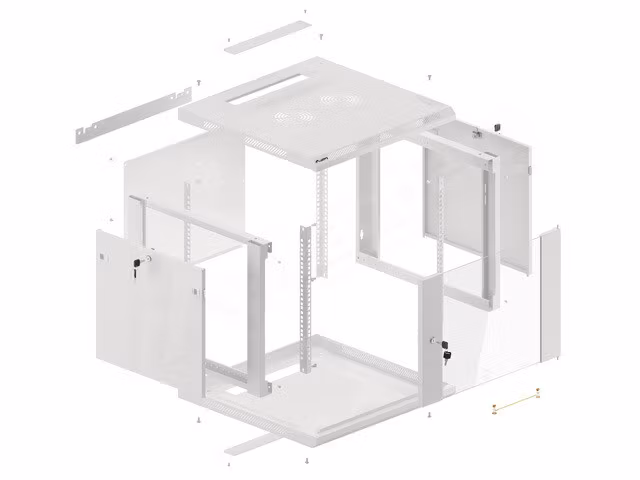RACKSKÅP 19" VÄGGMONTERAT 9U/600X600 (FLAT PACK) V2 GRÅ LANBERG
